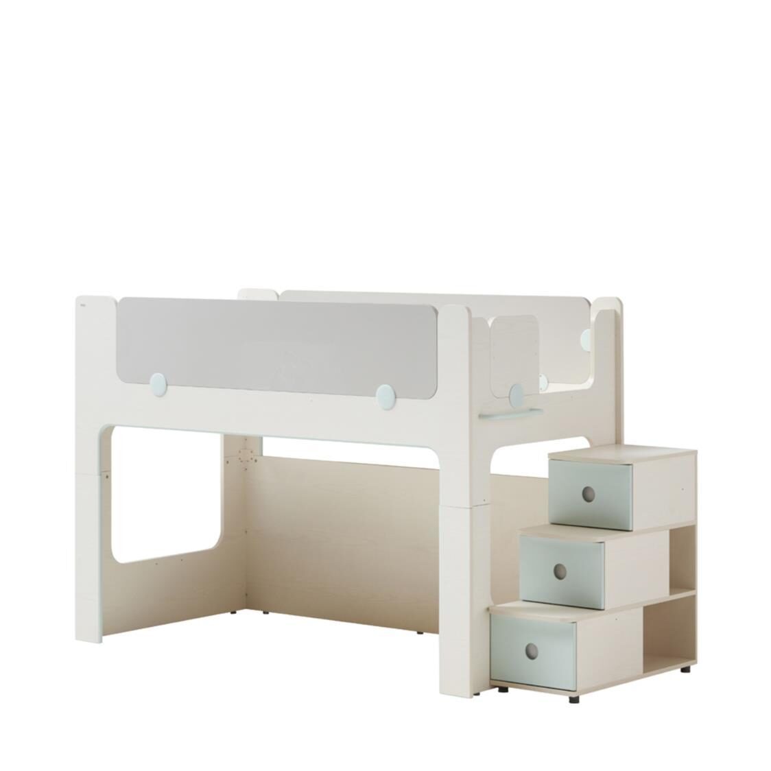 Iloom Cabin Bunk Bed Stairs Cabinet FIVLA Finland Ivory Light Aqua