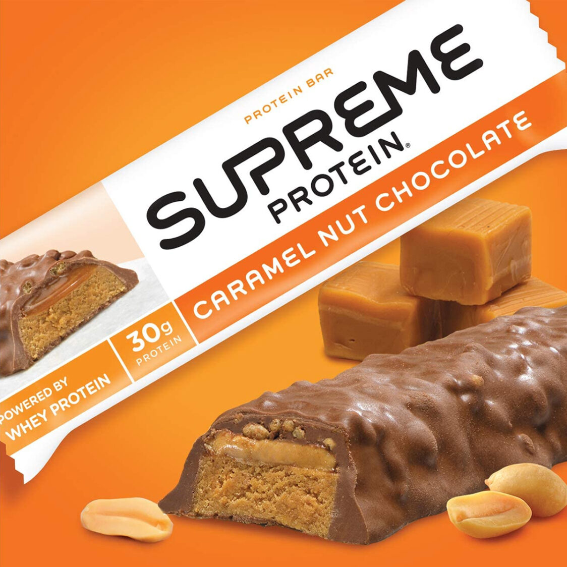 Supreme Protein Caramel Nut Chocolate Box (12 Bars) Metro Department Store