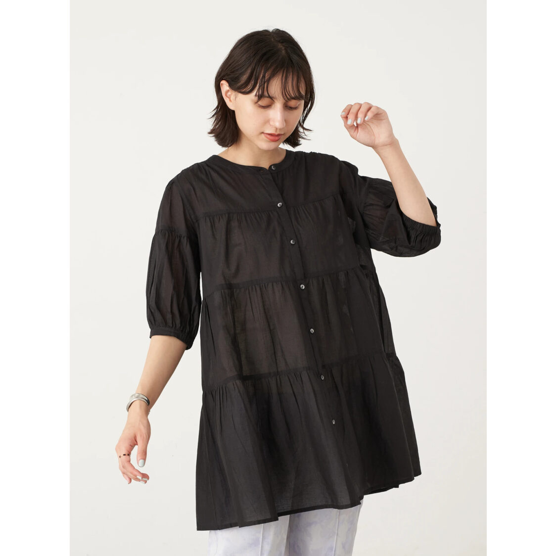 Earth Music  Ecology Tiered Tunic Black