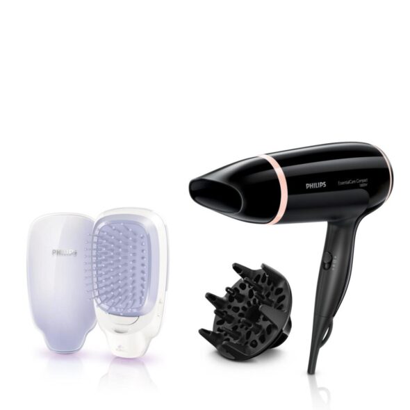 Philips 1800W Essential care Silence Hair Dryer + Ionic Hair Brush ...