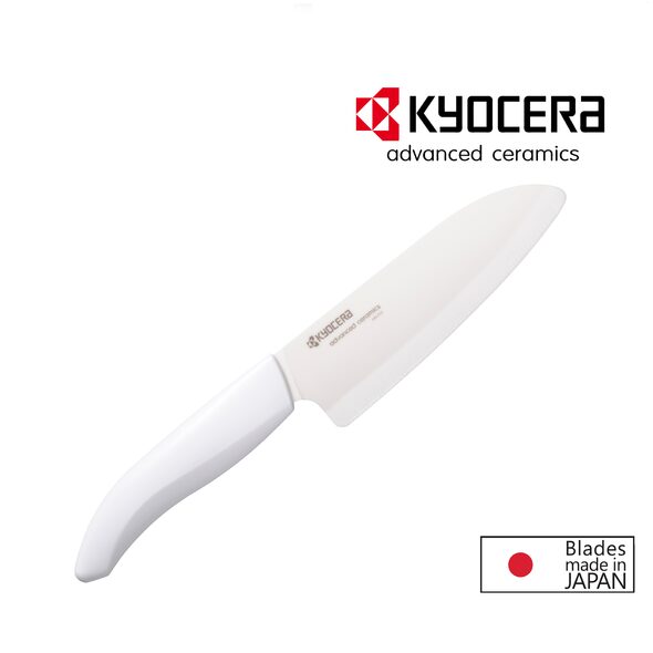 Kyocera Revolution 2-Piece Red Handle White Blade Ceramic Santoku & Utility Knife Set