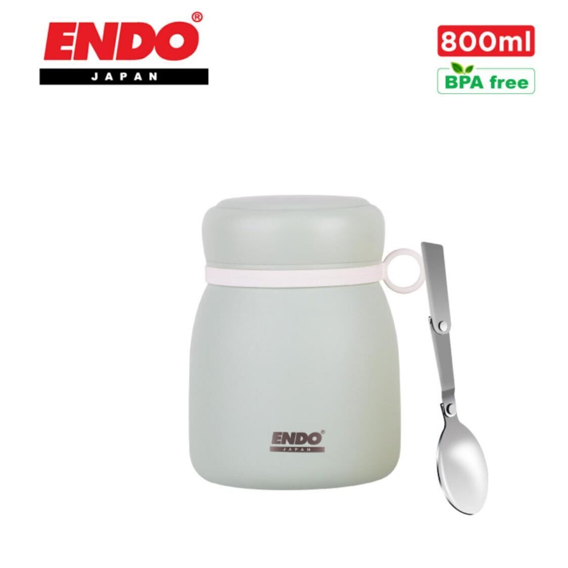 ENDO 800ml Double Stainless Steel Food Jar - YellowPinkGreen CX-4016