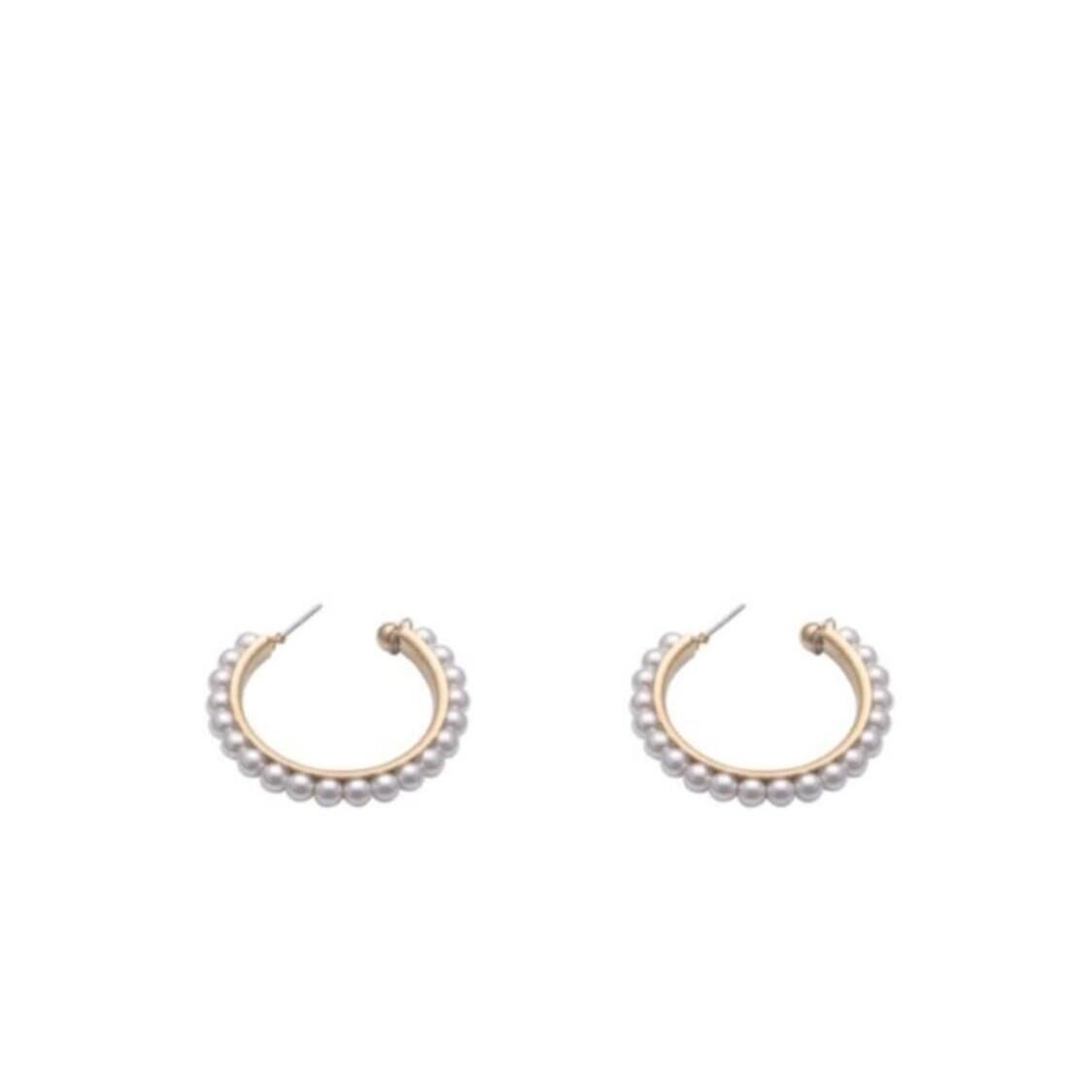 Skeda Pearl Hoop Earrings 