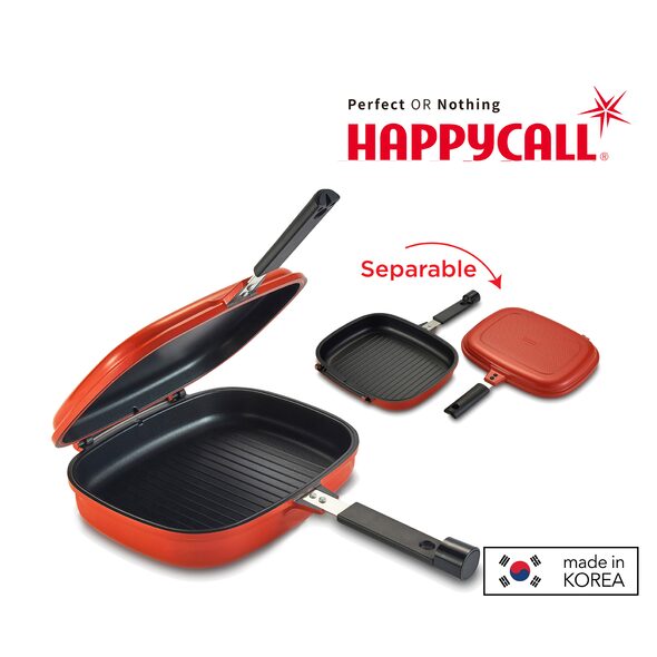 Happycall Compact Double Sided Pan Jumbo Grill Pan Frying Pan Compact  Series