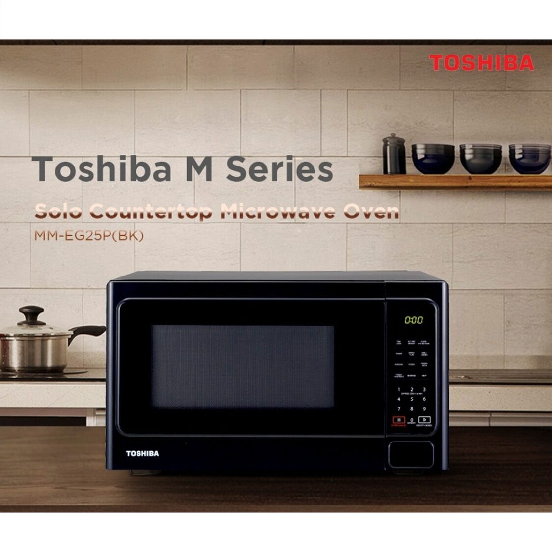 TOSHIBA 25L 1000W Microwave Oven with Grill Function (MM-EG25P BK) Metro Department Store