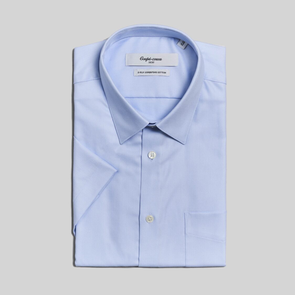 Coupe Cousu Short Sleeve Shirt Light Blue Twill