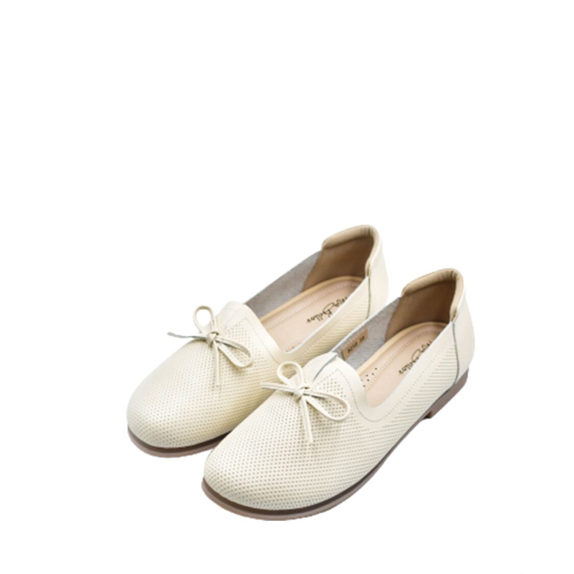 Mia Bellos Comfort Leather Shoe With Ribbon Almond 5019