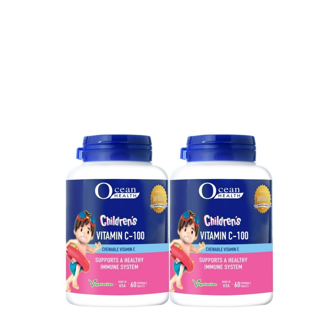 Ocean Health Childrens Vitamin C-100 Chewable Tab 2X60s