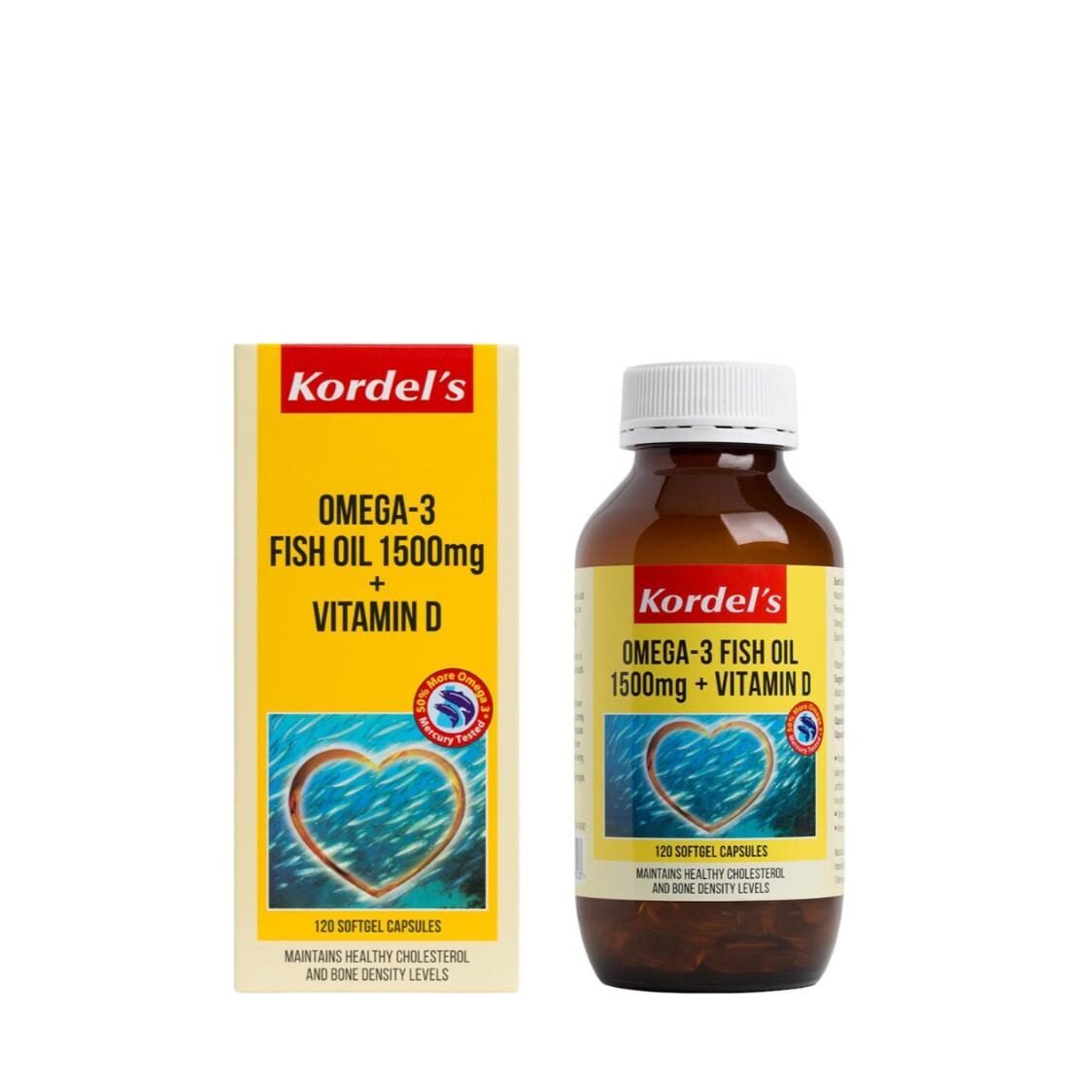 Kordels Omega 3 Fish Oil 1500mg  Vitamin D 120s