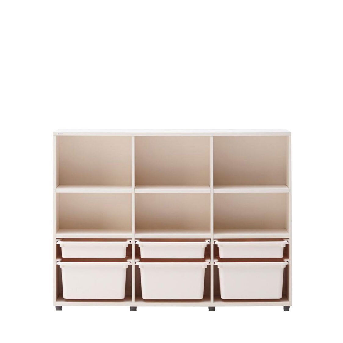 Iloom 3-Story Bookshelf with PL Box Storage 1400W Ivory