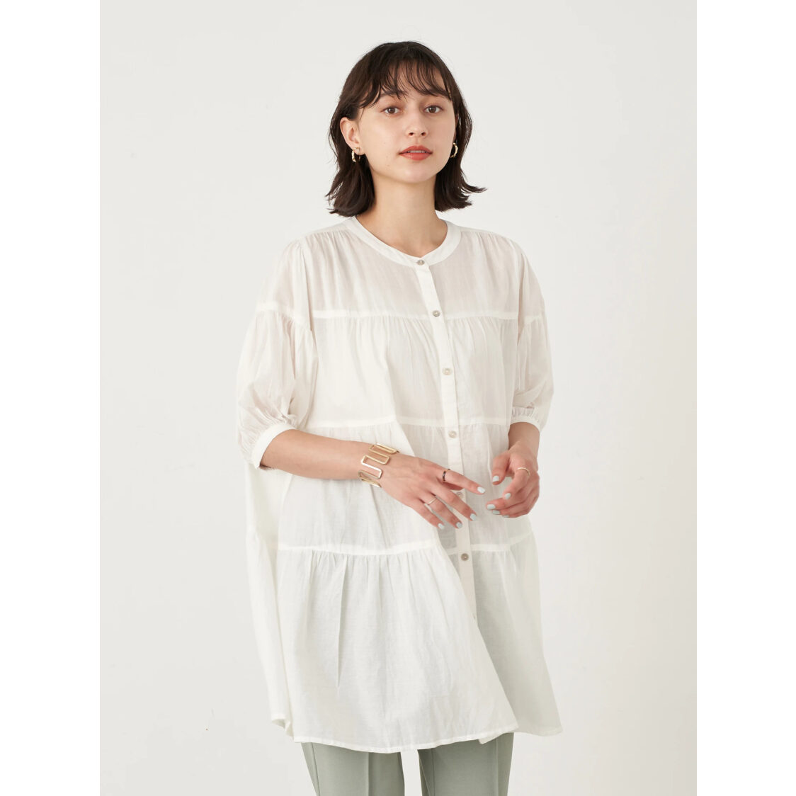 Earth Music  Ecology Tiered Tunic Off White