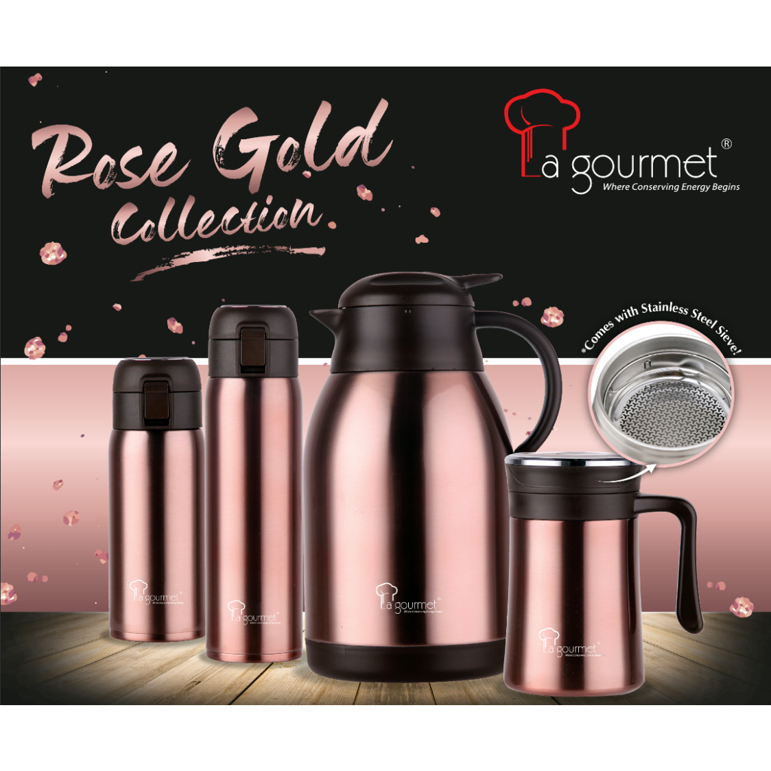 La Gourmet Rose Gold Collection 2L Thermal Coffee Pot LGRGC363916 Metro ...