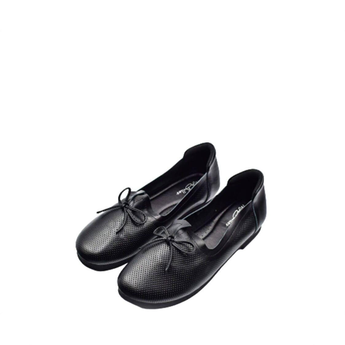 Mia Bellos Comfort Leather Shoe With Ribbon Black 5019