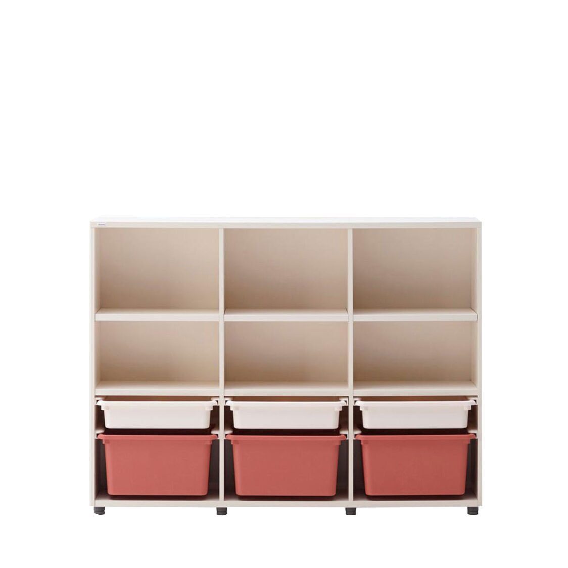 Iloom 3-Story Bookshelf with PL Box Storage 1400W Red
