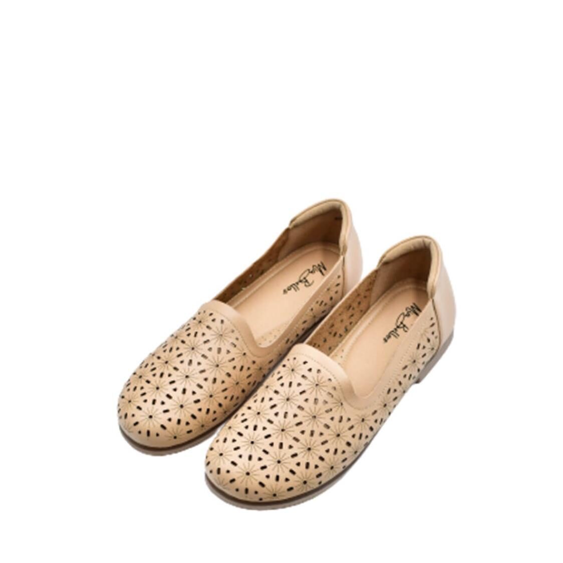 Mia Bellos Perforated Comfort Leather Shoe Almond MB5049