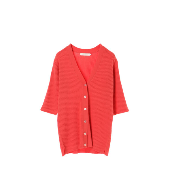 American Holic V Neck Five Quarter Sleeve Rib Cardigan Pink Metro Department Store