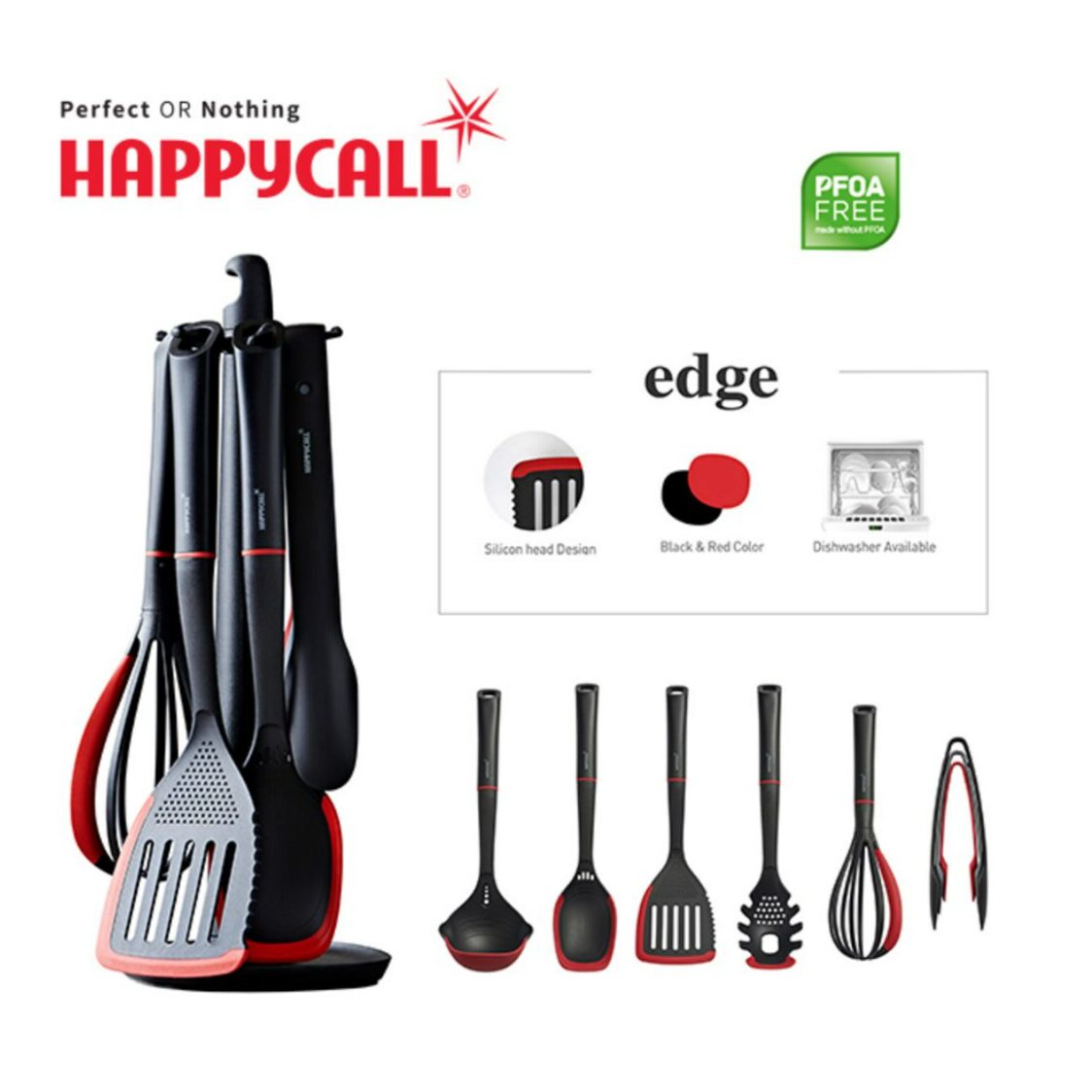 HAPPYCALL Edge Silicone Head 9-pc Cooking Tools Set 4900-0074