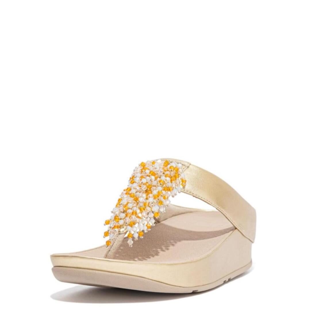 FITFLOP Rumba Beaded Toe-Post Sandals Platino