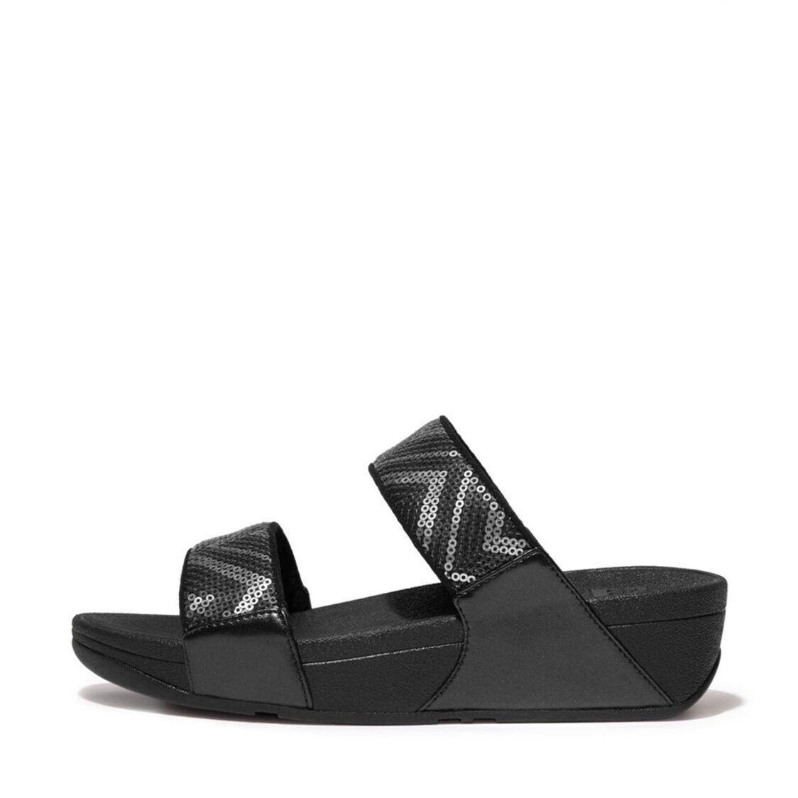 Black discount sequin slides