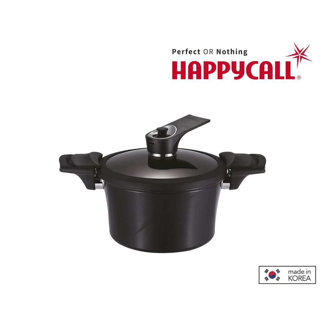 Happycall Zin 20cm IH Vacuum Stock Pot 3003-1296 Free Happycall Edge Silicone Ladle 