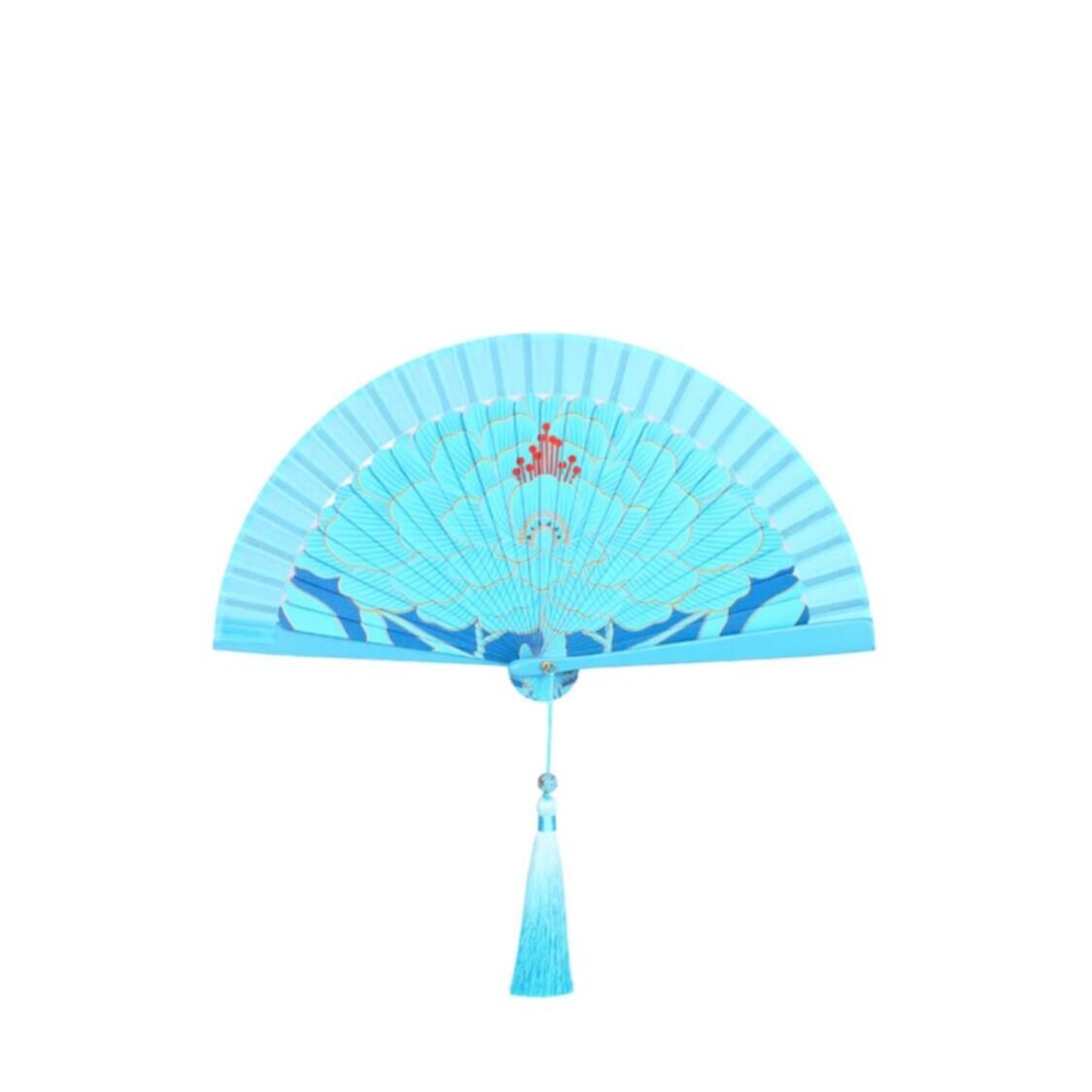 Xuan Culture  Lifestyle Kingfisher Blue Folding Fan