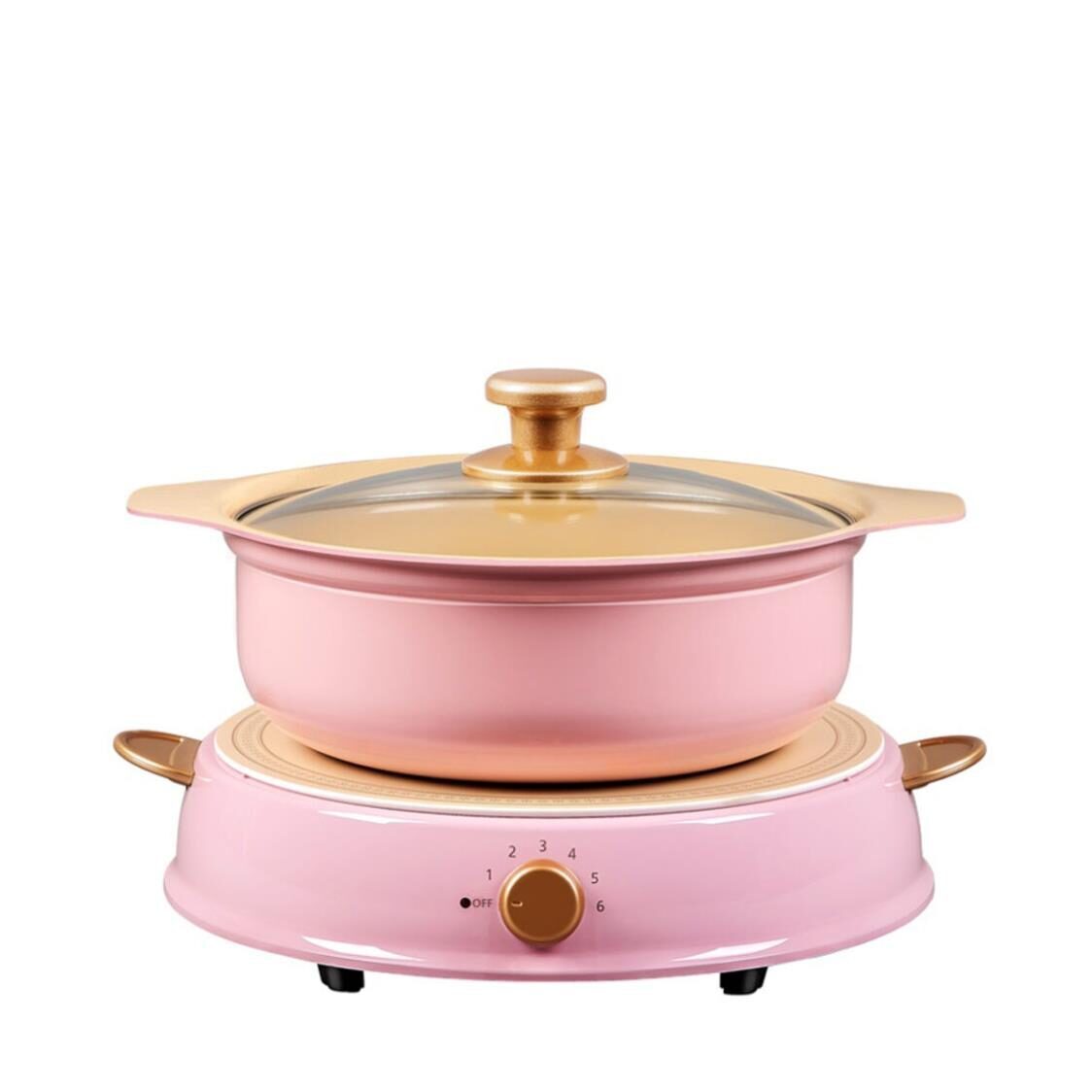 Iris Ohyama Cookware Japan Ricopa Party IH Induction Cooker Ceramic Hot Pot Set IHL-R14 Pink