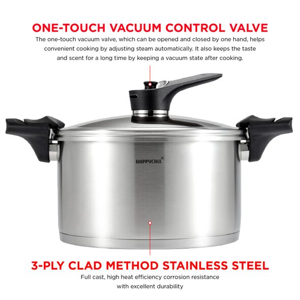 Happycall Stainless Steel IH Vacuum Low Stock Pot 24cm 3003-1143 Metro ...