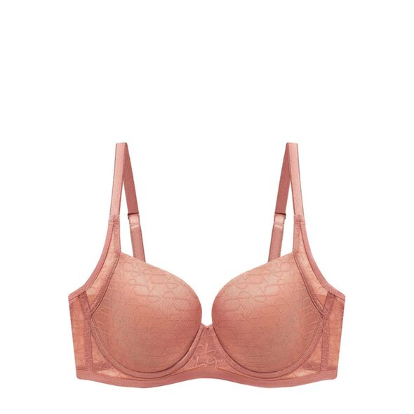 Signature Sheer Non Wired Push Up Deep V Bra in Toasted Almond