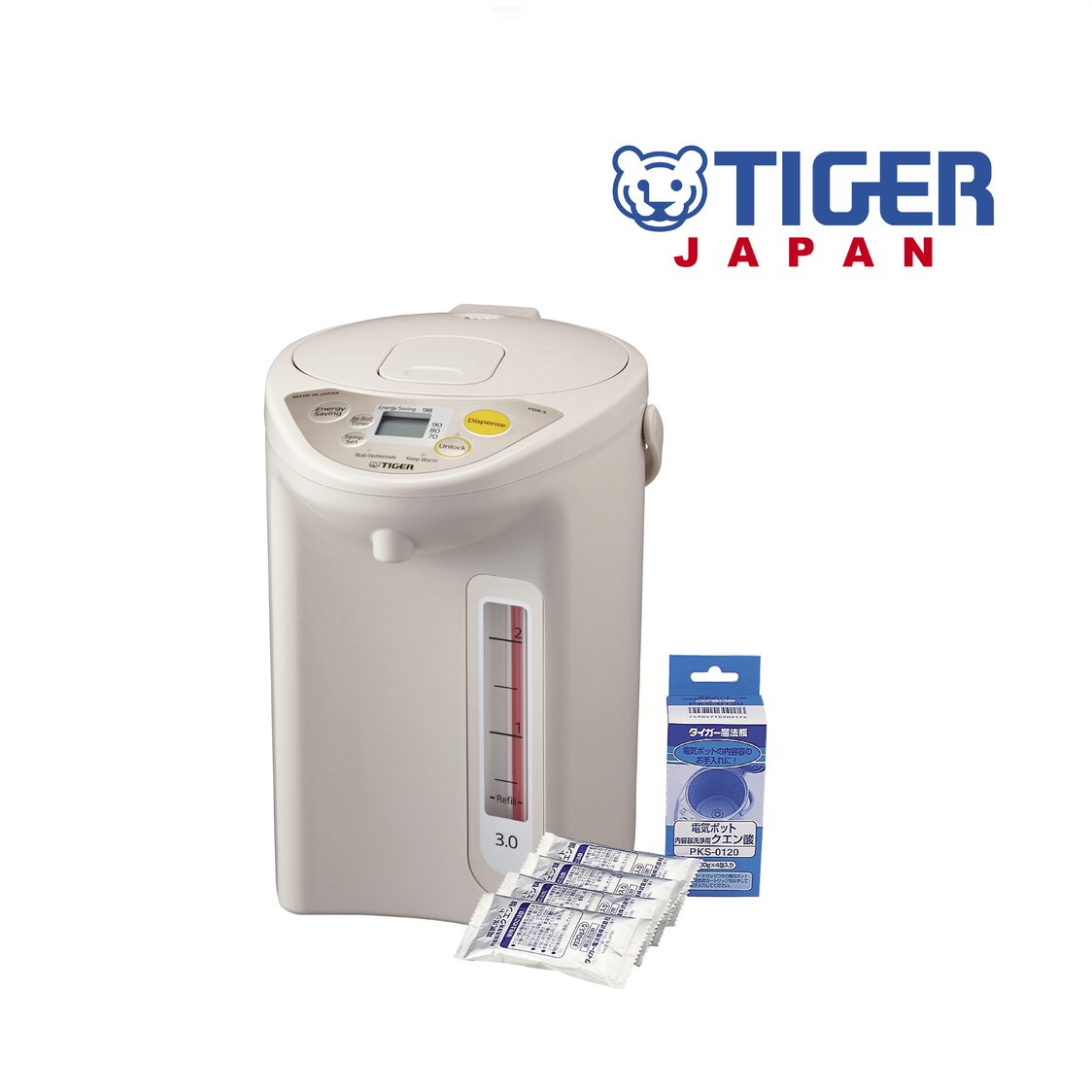 TIGER 30L Electric Water Heater  TIGER Citric Acid Airpot Cleaner Made In Japan PDR-S30SPKS-0120