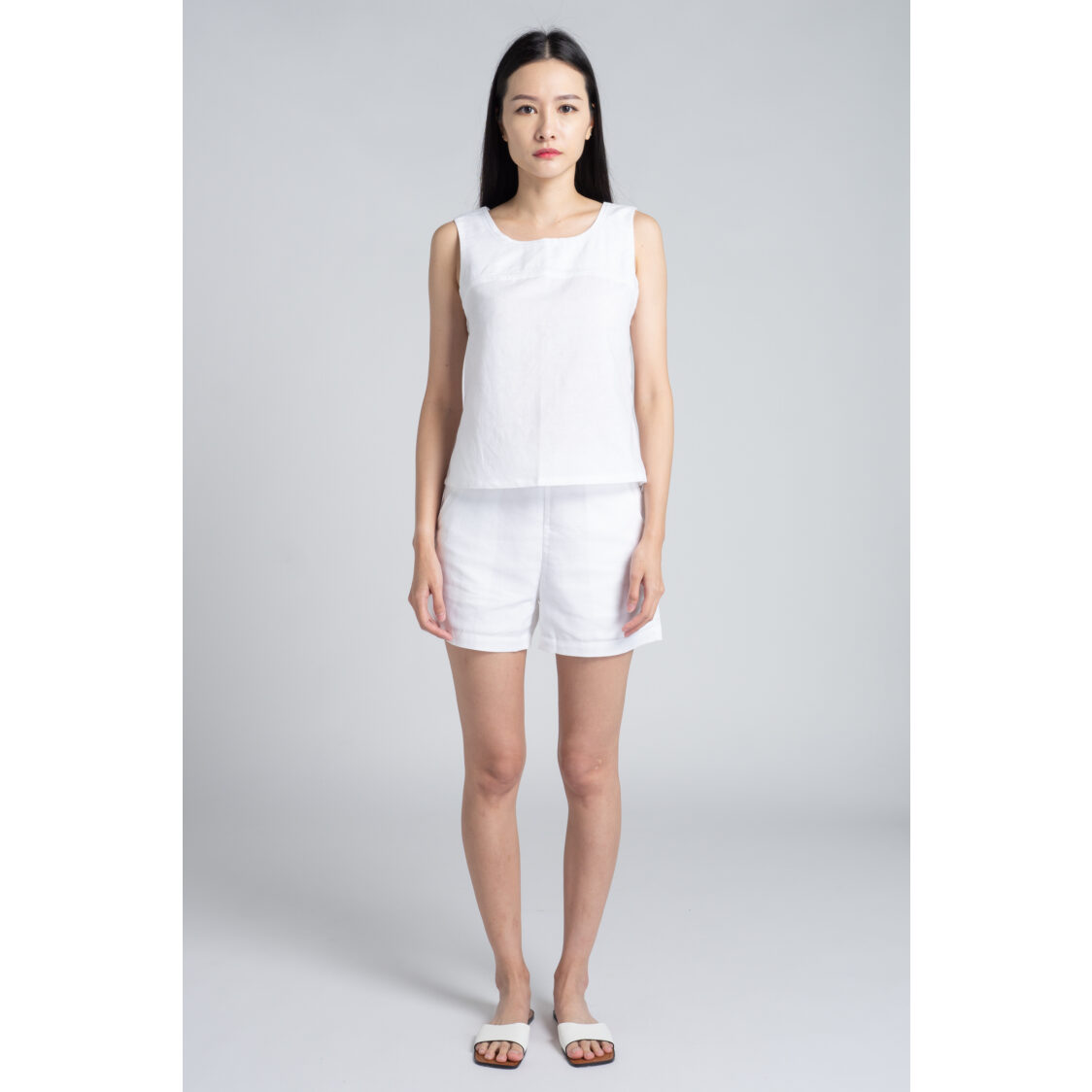 M Maison Linen Blend Sleevless Top - White