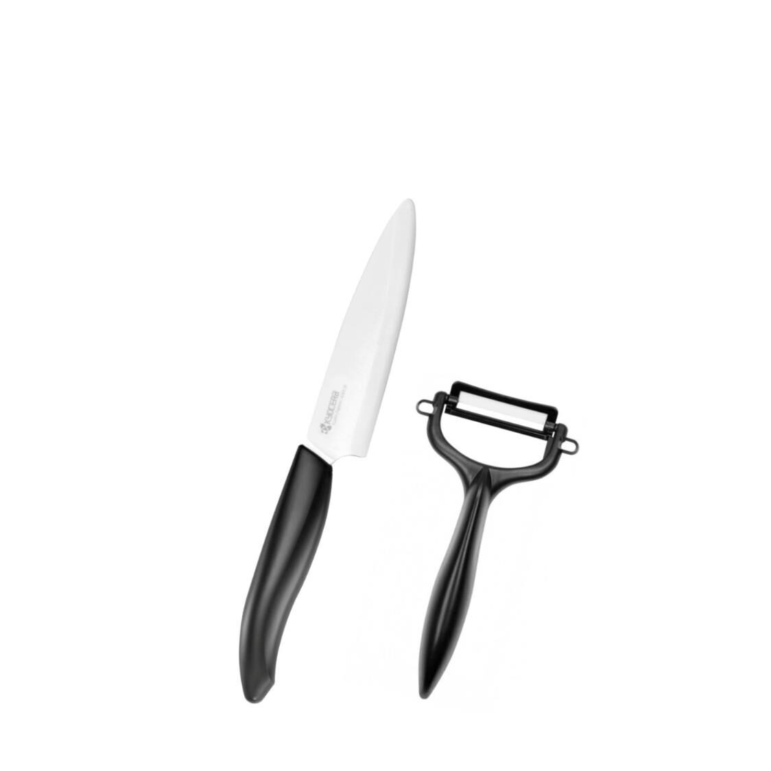 Kyocera 45 Advanced Ceramics Utility Knife  Peeler Set - Black FK110WH-CP10N BK
