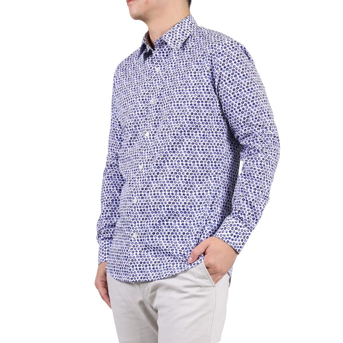 Kiro Long Sleeve Shirt Slim Printed Blue