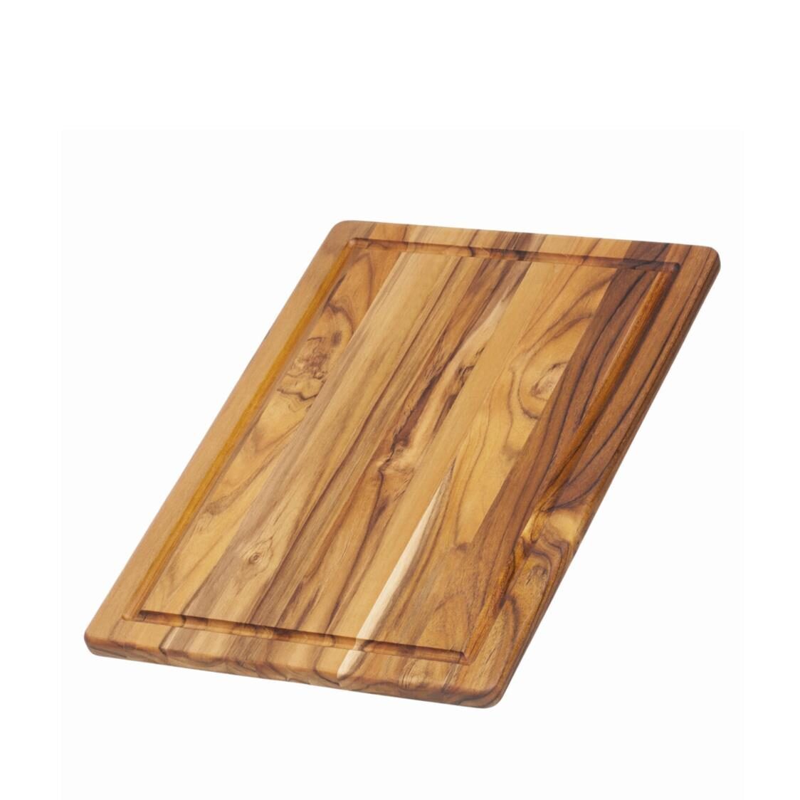 Teakhaus Rectangle Edge Grain CuttingServing Board with Juice Canal-TKHS011214