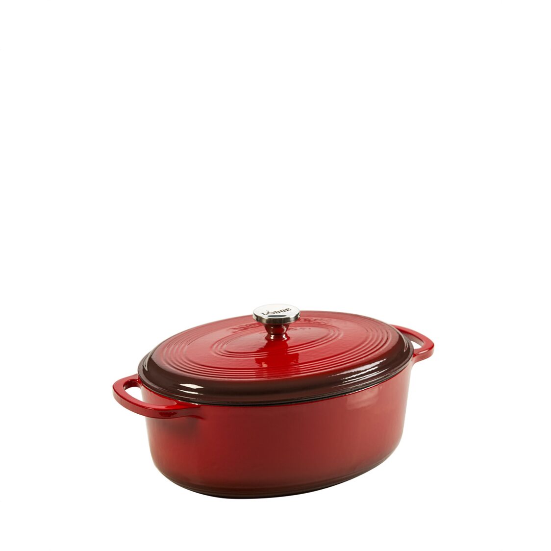 Lodge Cast Iron 7 Quart Oval Enameled Cast Iron Dutch Oven in Red